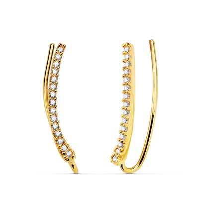Pendientes trepadores circonitas oro amarillo 18Kts. PM Ref; 21108