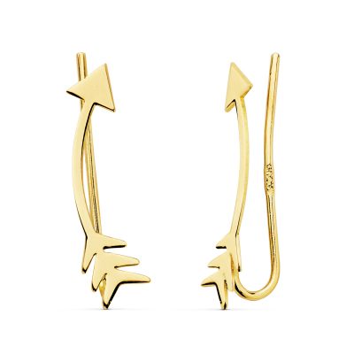 Pendientes trepadores flechas oro amarillo 18Kts. PM Ref; 21121