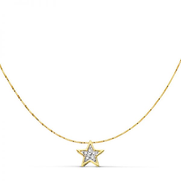 Gargantilla estrella circonitas bicolor oro 18Kts. PM Ref; 18738-3