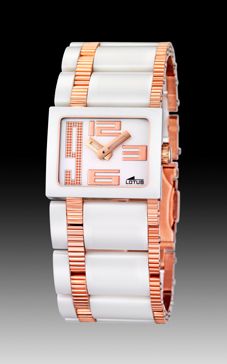 Reloj Lotus L15598/1 OFERTA cerámica para mujer.Es un reloj analógico, con caja y armys de acero inoxidable chapado en oro rosa.