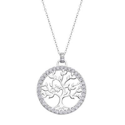 Collar Arbol de la vida Ref. LP1746-1/1 Lotus Silver. Precioso collar con colgante árbol de la vida adornado con circonitas en plata de ley 925 mls.