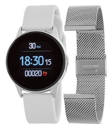 Reloj smartwatch Marea B58001-3 con 2 correas,una malla milanesa y otra de caucho. El mejor precio en este tipo de relojes y con 2 años de garantía.