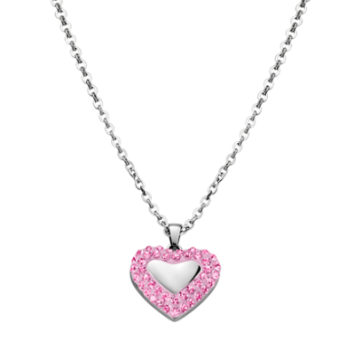 Collar corazon Lotus Style Ref; 1768-1/2 en acero. Lotus nos trae este fantástico collar con forma de corazón y piedras rosas con una oferta irrepetible.
