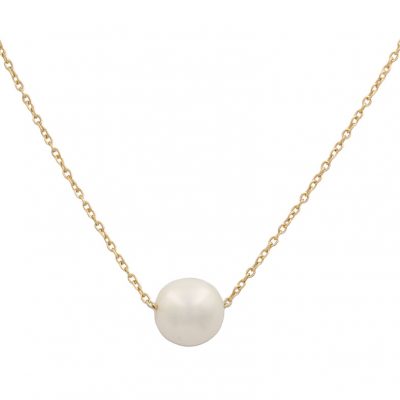 Collar perla cultivada en oro 18Kts. Sencillo collar con una perla cultivada pasada por la cadena. Las medidas de la perla  es; 12 mm. L Ref; G776